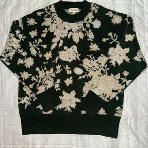 Listicle Black and Cream Floral Crewneck Sweater